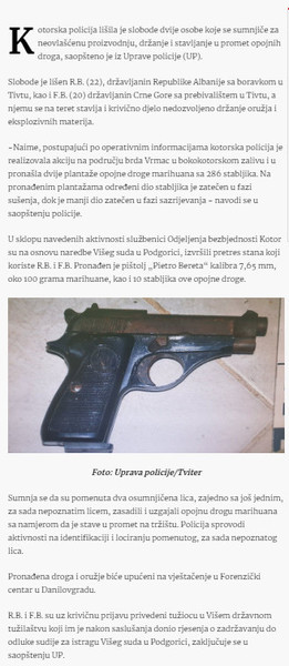 Montenegro-avmp/Policija-otkrila-dvije-plantaze-marihuane-u-Kotoru-dvije-osobe-uhapsene