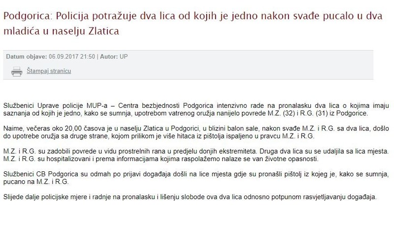 Montenegro-avmp/Policija-potrazuje-dva-lica-od-kojih-je-jedno-nakon-svade-pucalo-u-dva-mla