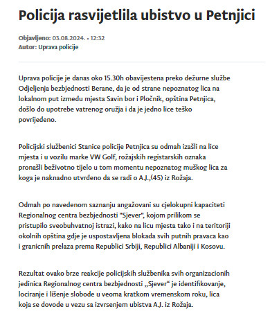 Montenegro-avmp/Policija-rasvijetlila-ubistvo-u-Petnjici