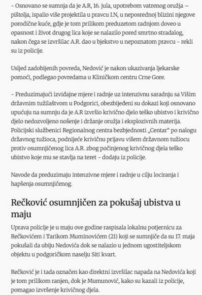 Montenegro-avmp/Policija-sumnjici-Arjana-Reckovica-za-ubistvo-Nedovica-i-traga-za-njim