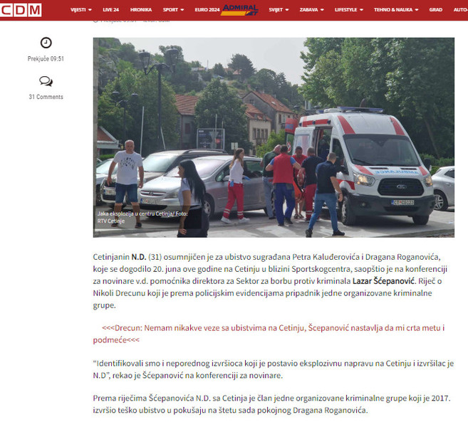 Montenegro-avmp/Policija-traga-za-Drecunom-osumnjicen-za-ubistvo-Kaluderovica-i-Roganovica