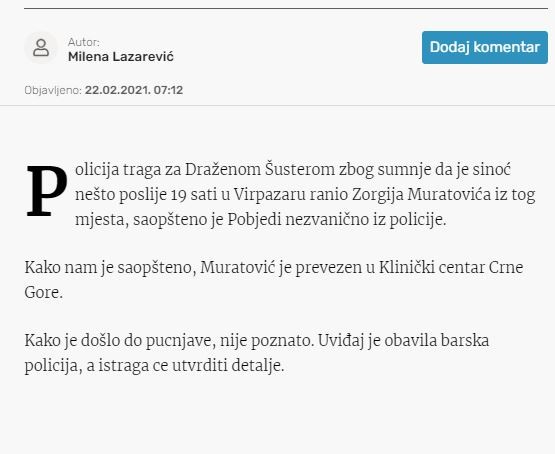 Montenegro-avmp/Policija-traga-za-napadacem