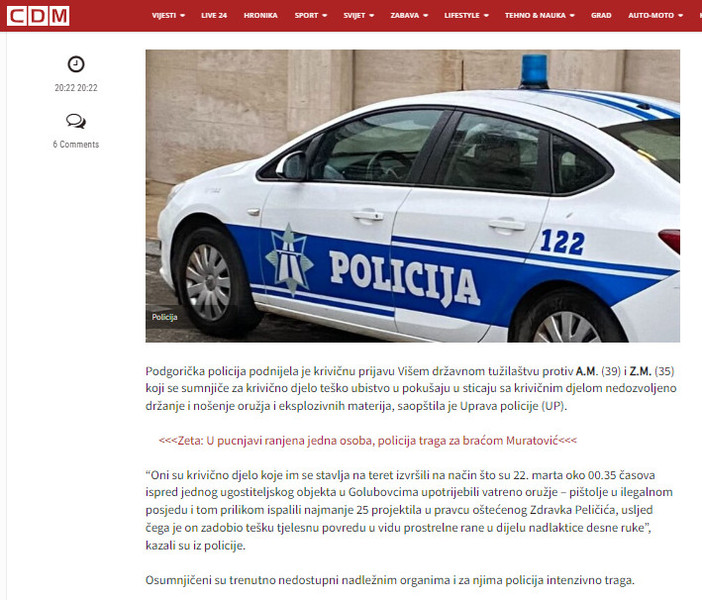 Montenegro-avmp/Policija-traga-za-pociniocima_-Ispalili-25-hitaca-ispred-lokala-u-Golubovc