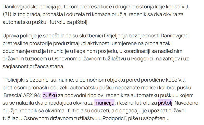 Montenegro-avmp/Policija-u-Danilovgradu-oduzela-tri-puske_3