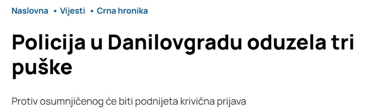 Montenegro-avmp/Policija-u-Danilovgradu-oduzela-tri-puske