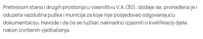 Montenegro-avmp/Policija-u-Niksicu-oduzela-vise-komada-oruzja-i-municije_1
