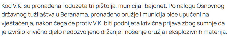 Montenegro-avmp/Policija-u-pretresima-na-sjeveru-pronasla-oruzje-municiju-i-narkotike