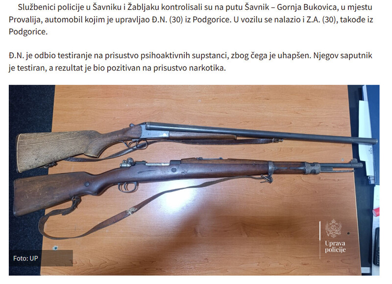 Montenegro-avmp/Policijska-akcija-U-pretresima-pronadeno-osam-komada-oruzja-municija-i-marihuana_1