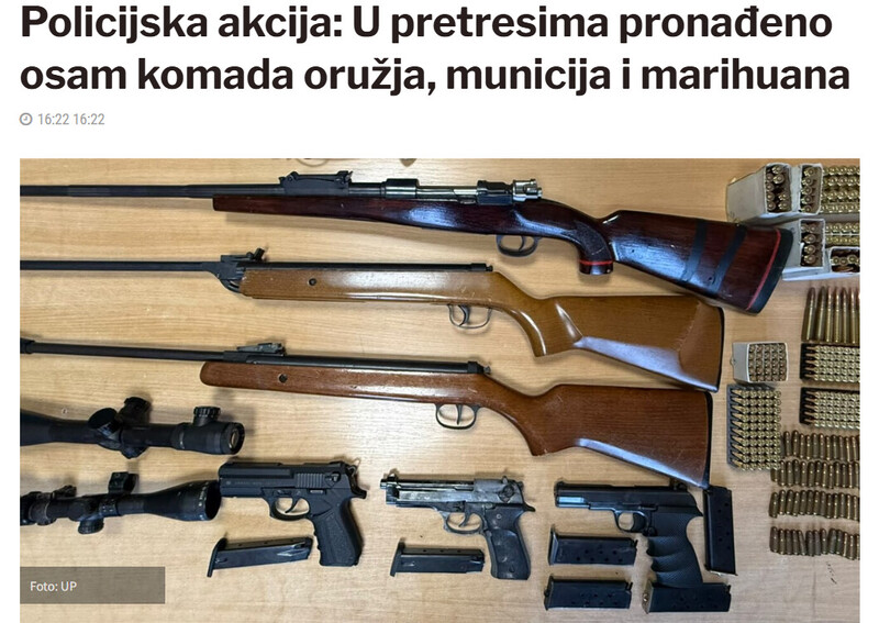 Montenegro-avmp/Policijska-akcija-U-pretresima-pronadeno-osam-komada-oruzja-municija-i-marihuana_3
