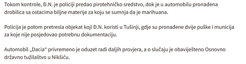 Montenegro-avmp/Policijska-akcija-U-pretresima-pronadeno-osam-komada-oruzja-municija-i-marihuana