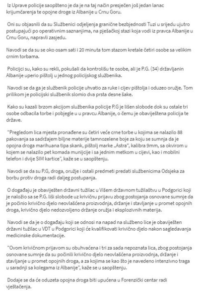Montenegro-avmp/Postavljena-zasjeda-uhapsena-jedna-osoba_-Drzavljanin-Albanije-uperio-pist_1