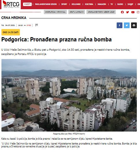 Montenegro-avmp/Prazna-rucna-bomba