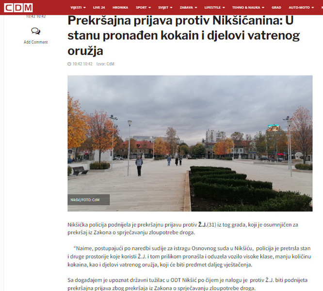 Montenegro-avmp/Prekrsajna-prijava-protiv-Niksicanina_-U-stanu-pronaden-kokain-i-djelovi-v