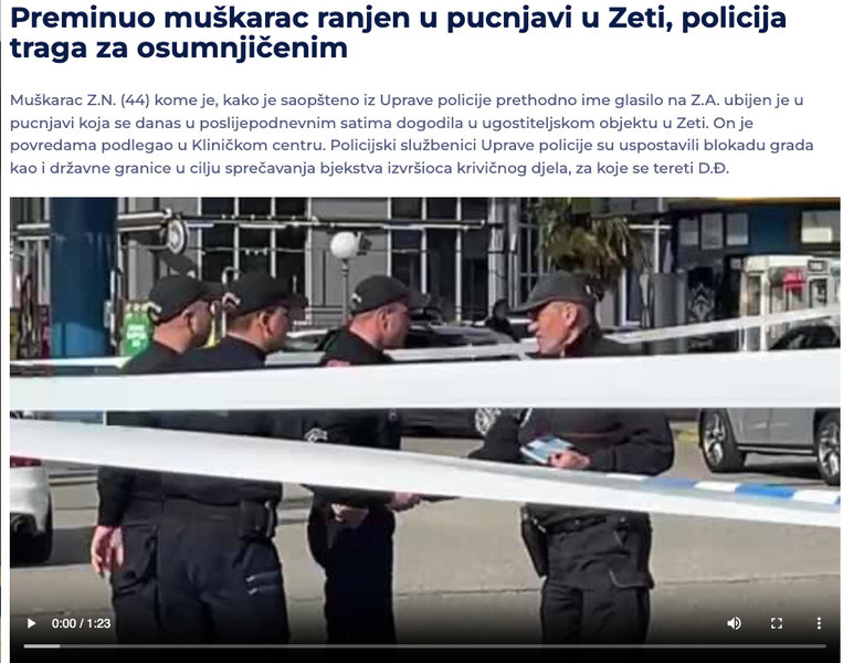 Montenegro-avmp/Preminuo-muskarac-ranjen-u-pucnjavi-u-Zeti-policija-traga-za-osumnjicenim-