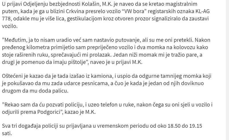 Montenegro-avmp/Presretali-tukli-i-trazili-novac