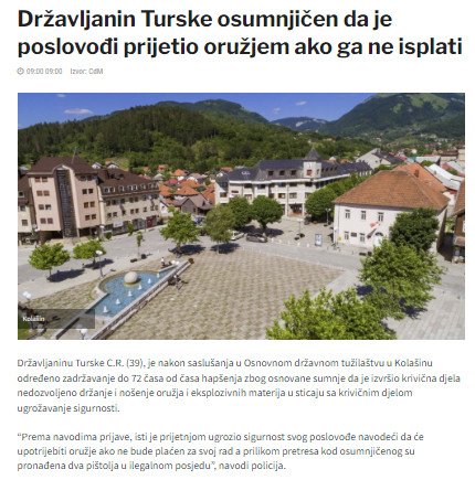 Montenegro-avmp/Pretnja-oruzjem