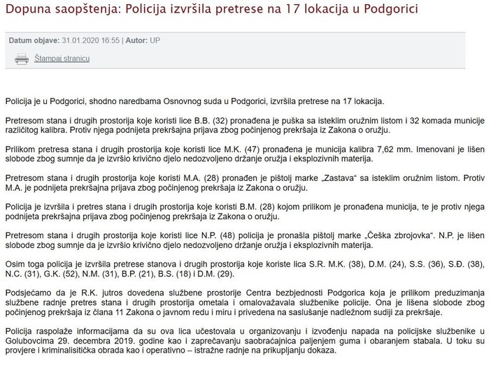 Montenegro-avmp/Pretres-na-17-lokacija