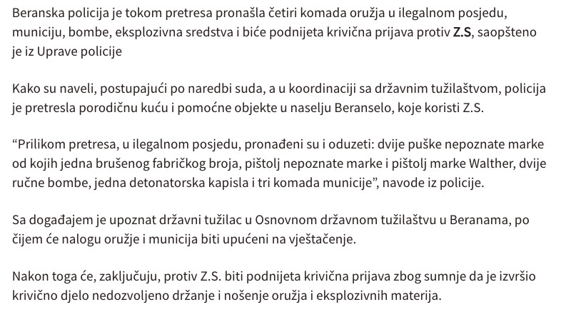Montenegro-avmp/Pretres-u-Beranama_-Oduzete-puske-pistolji-rucne-bombe-municija-eksplozivn_1