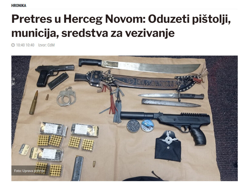 Montenegro-avmp/Pretres-u-Herceg-Novom-Oduzeti-pistolji-municija-sredstva-za-vezivanje_1