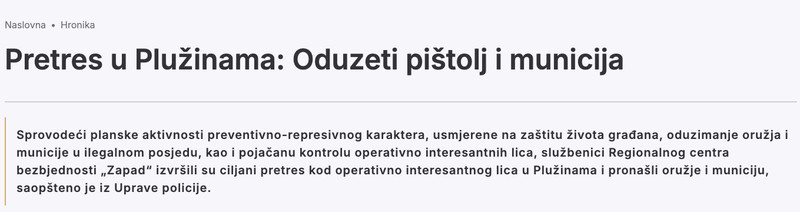 Montenegro-avmp/Pretres-u-Pluzinama_-Oduzeti-pistolj-i-municija