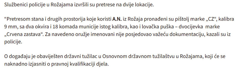 Montenegro-avmp/Pretresi-na-sjeveru-Oduzeti-pistolji-lovacka-puska-municija-i-marihuana_2