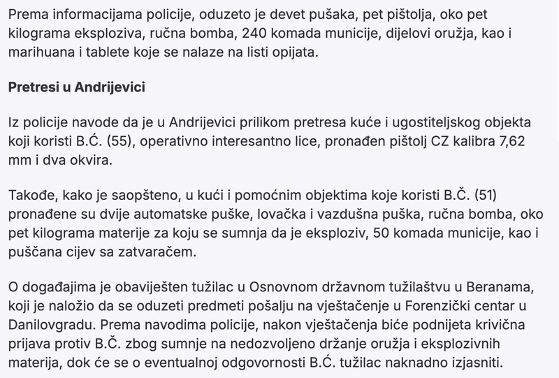 Montenegro-avmp/Pretresi-na-sjeveru_-Policija-oduzela-oruzje-eksploziv-i-drogu1_2