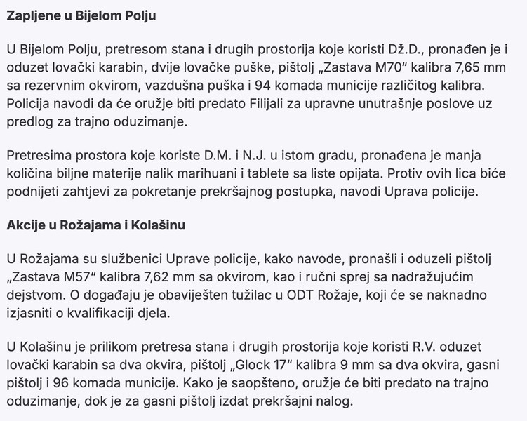Montenegro-avmp/Pretresi-na-sjeveru_-Policija-oduzela-oruzje-eksploziv-i-drogu2_1