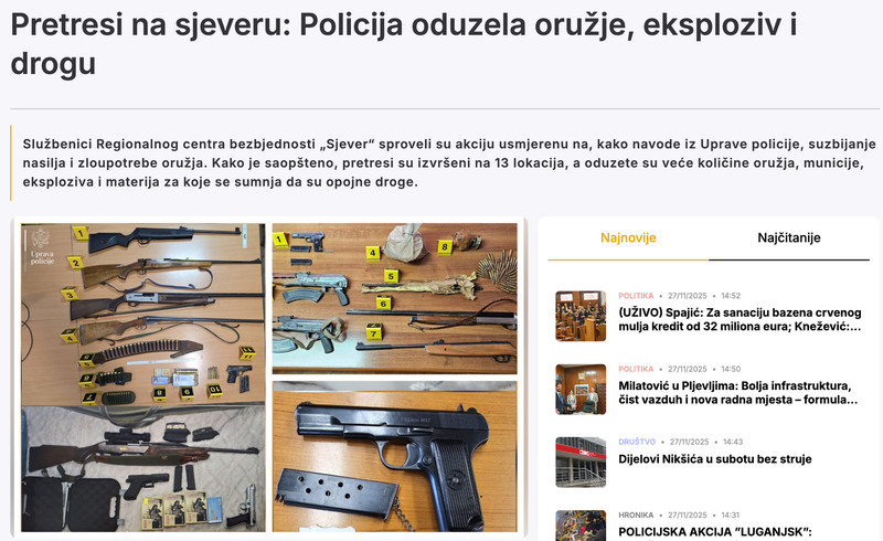 Montenegro-avmp/Pretresi-na-sjeveru_-Policija-oduzela-oruzje-eksploziv-i-drogu_2