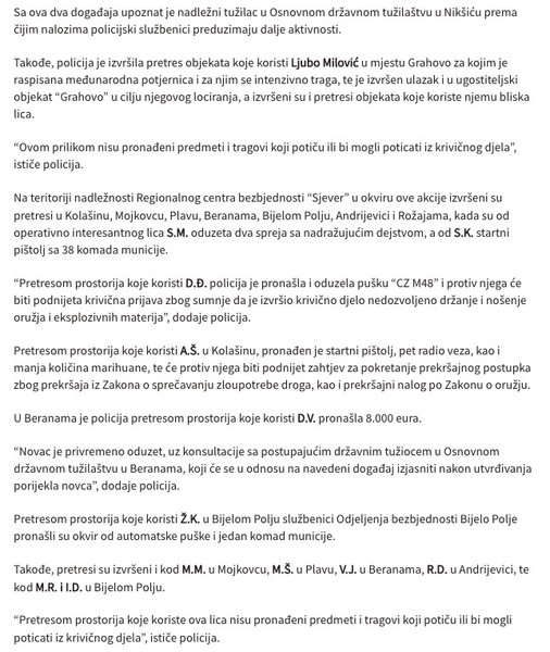 Montenegro-avmp/Pretresi-sirom-Crne-Gore_-Oduzeto-oruzje-municija-kokain-novac-uhapsene-dv_2