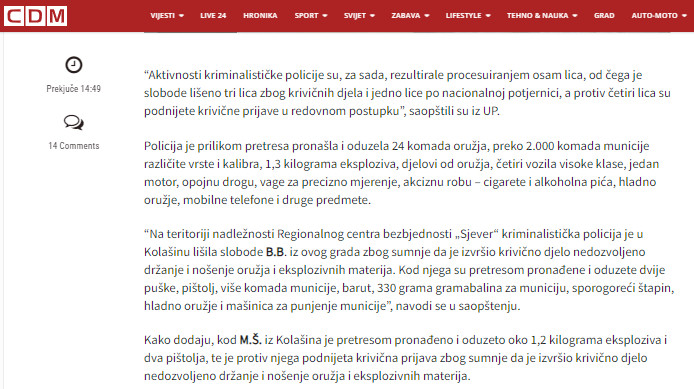 Montenegro-avmp/Pretresi-sirom-Crne-Gore_-Uhapsene-cetiri-osobe-oduzeto-oruzje-municija-ek_3