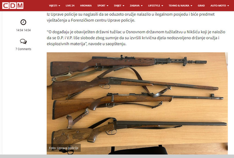Montenegro-avmp/Pretresi-u-Niksicu-Oduzeto-oruzje-eksploziv-i-677-komada-municije-uhapsene-dvije-osobe---CdM