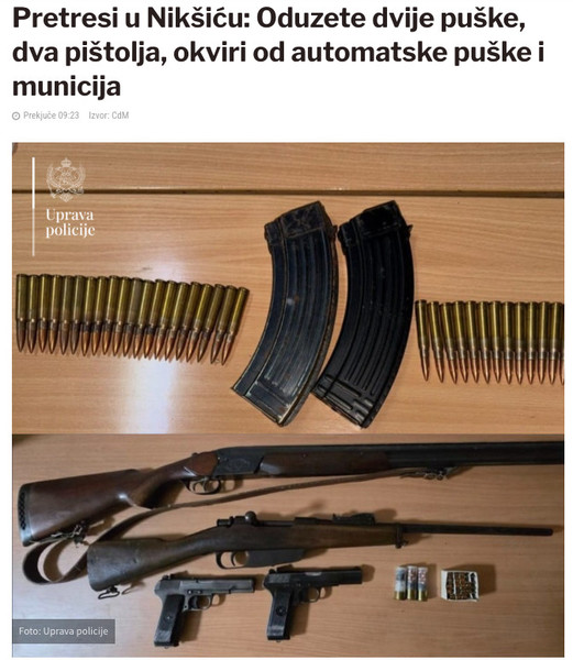 Montenegro-avmp/Pretresi-u-Niksicu_-Oduzete-dvije-puske-dva-pistolja-okviri-od-automatske-_2