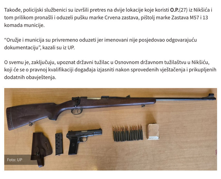 Montenegro-avmp/Pretresi-u-Niksicu_-Oduzeto-oruzje-kokain-novac-sluzbena-legitimacija-IPO-
