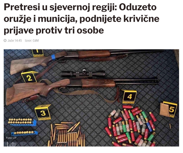 Montenegro-avmp/Pretresi-u-sjevernoj-regiji_-Oduzeto-oruzje-i-municija-podnijete-krivicne-