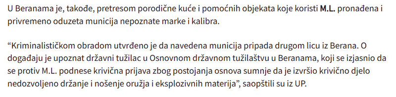 Montenegro-avmp/Pretresi-u-vise-gradova-na-sjeveru-Oduzeti-pistolji-puske-sok-bomba-municija-medu-uhapsenima-i-policajac_2