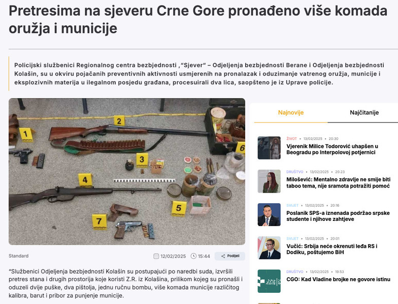 Montenegro-avmp/Pretresima-na-sjeveru-Crne-Gore-pronadeno-vise-komada-oruzja-i-municije1