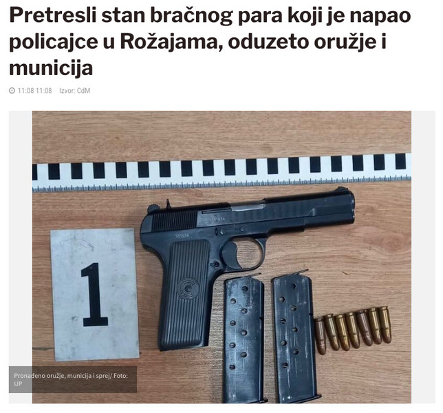 Montenegro-avmp/Pretresli-stan-bracnog-para-koji-je-napao-policajce-u-Rozajama-oduzeto-oru