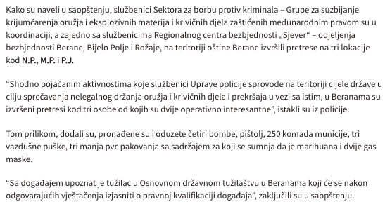 Montenegro-avmp/Pretresom-u-Beranama-zaplijenjene-bombe-pistolj-i-municija---CdM1