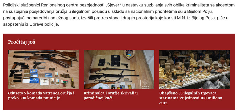 Montenegro-avmp/Pretresom-u-Bijelom-Polju-pronadena-puska-u-ilegalnom-posjedu-krivicna-pri_1