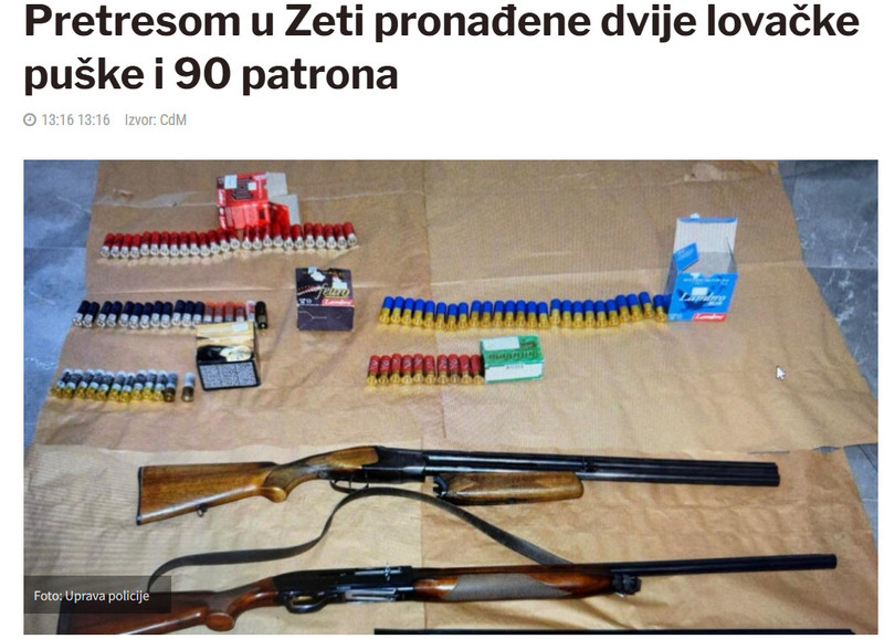 Montenegro-avmp/Pretresom-u-Zeti-pronadene-dvije-lovacke-puske-i-90-patrona_1