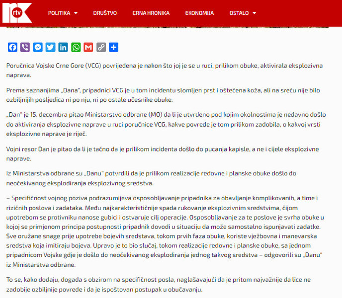 Montenegro-avmp/Pripadnica-VCG-povrijedena-na-obuci_-Porucnici-pukla-eksplozivna-naprava-