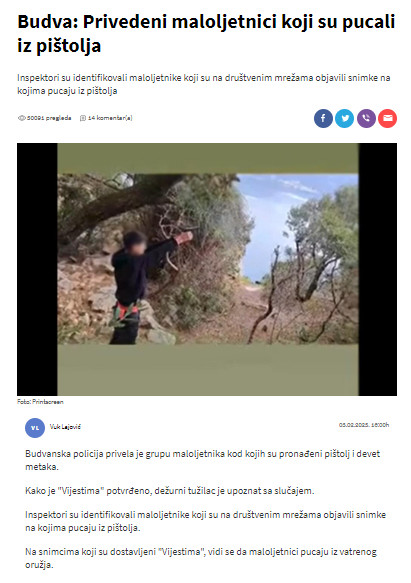 Montenegro-avmp/Privedeni-maloljetnici-koji-su-pucali-iz-pistolja