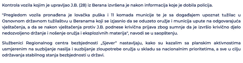 Montenegro-avmp/Pronadena-puska-i-municija-u-vozilu-uhapsen-Beranac-__-Hronika-__-RTCG---R_1