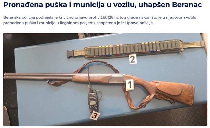 Montenegro-avmp/Pronadena-puska-i-municija-u-vozilu-uhapsen-Beranac-__-Hronika-__-RTCG---R