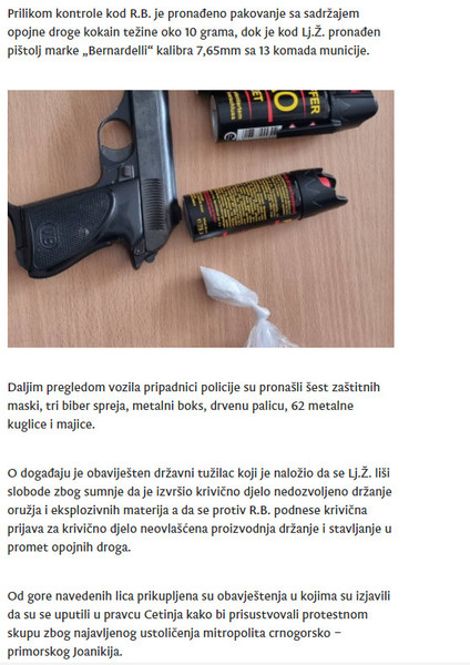 Montenegro-avmp/Pronadeno-oruzje-droga-palica-rucni-sprejevi_2