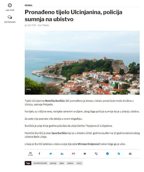 Montenegro-avmp/Pronadeno-tijelo-Ulcinjanina-policija-sumnja-na-ubistvo