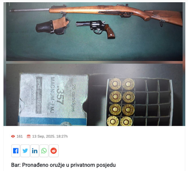 Montenegro-avmp/Pronadjeno-oruzje-u-privatnom-posedu