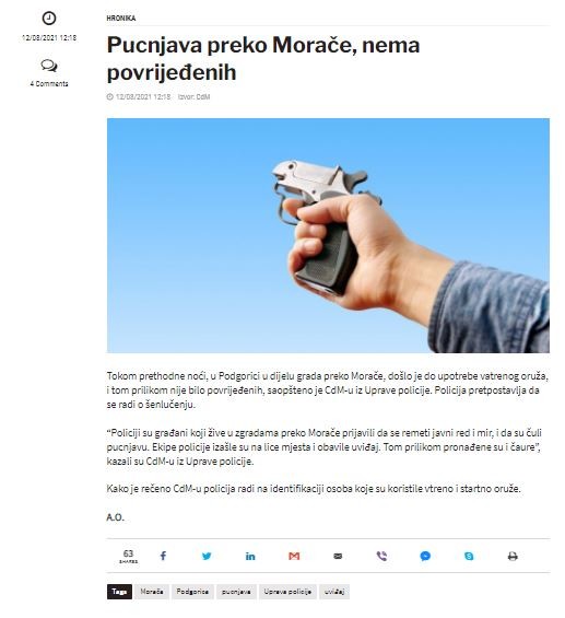 Montenegro-avmp/Pucnjava-preko-Morace-nema-povrijedenih
