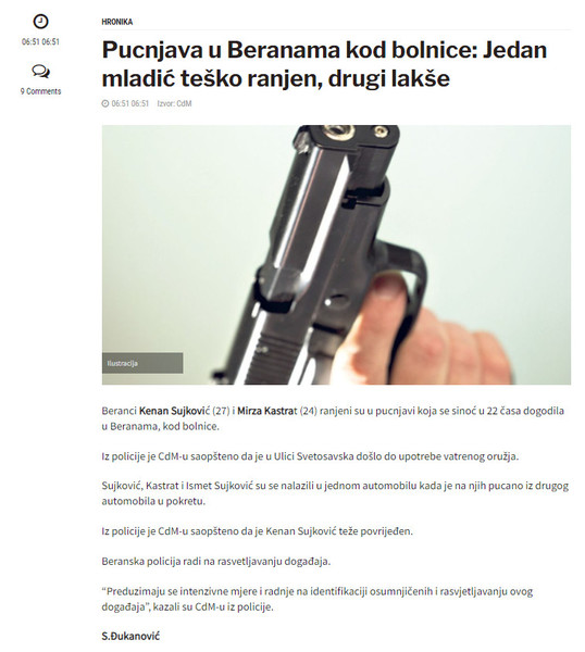 Montenegro-avmp/Pucnjava-u-Beranama-kod-bolnice_-Jedan-mladic-tesko-ranjen-drugi-lakse