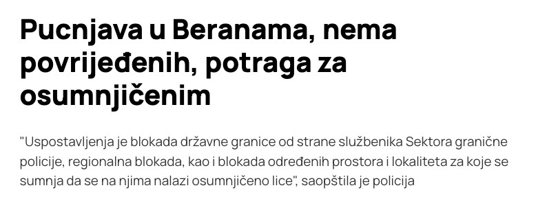 Montenegro-avmp/Pucnjava-u-Beranama-nema-povrijedenih-potraga-za-osumnjicenim